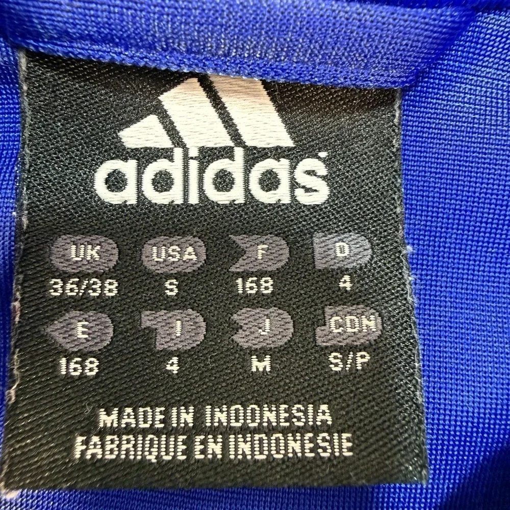 Vintage Adidas Track Jacket Men's Small Blue & Gray 3 Stripes Full Zip Pockets